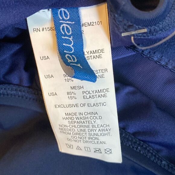 Elemar NWT One-Piece Swimsuit Draped Tropical Full Coverage Tummy Control Navy - Picture 9 of 10